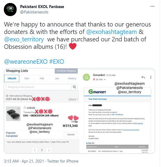 exo-l fanbase pakistaniexols purchasing exo albums