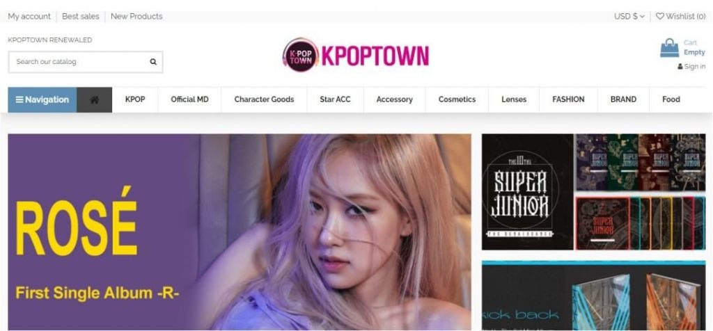 kpoptown website screenshot delivered korea