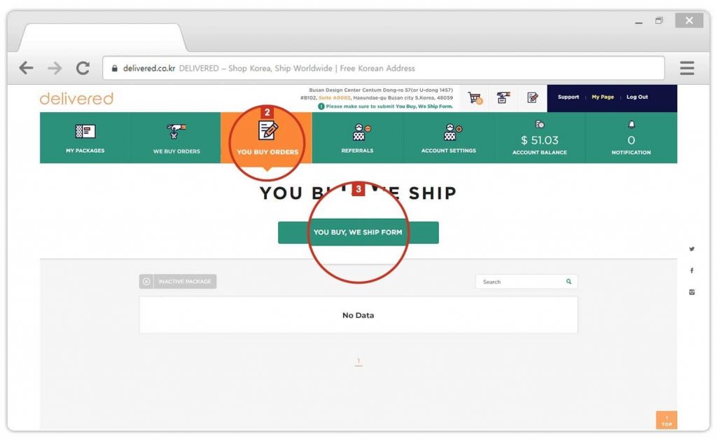 you buy we ship delivered korea step 1