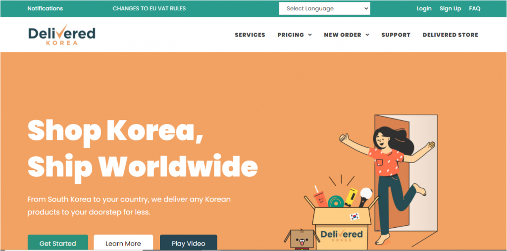 delivered korea website