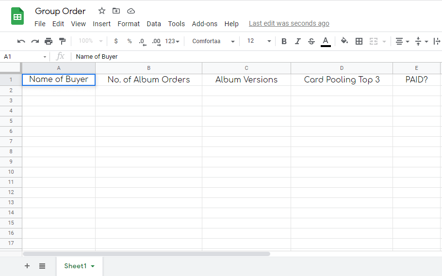 group order example spread sheet