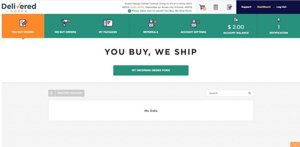 you buy we ship page