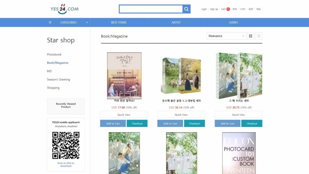 yes24 top 10 korean online book and manhwa stores