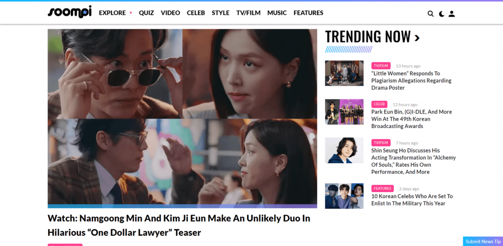 soompi homepage