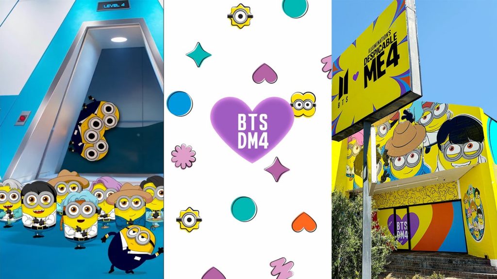 bts despicable me 4 collab bts merch bts shirt bts bag bts hoodie bts popup store BTS DM4 BTS minions