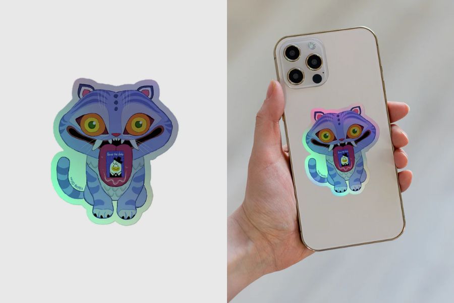KPop Demon Hunters Derpy Tiger Holographic Sticker best selling merch 2025 delivered korea