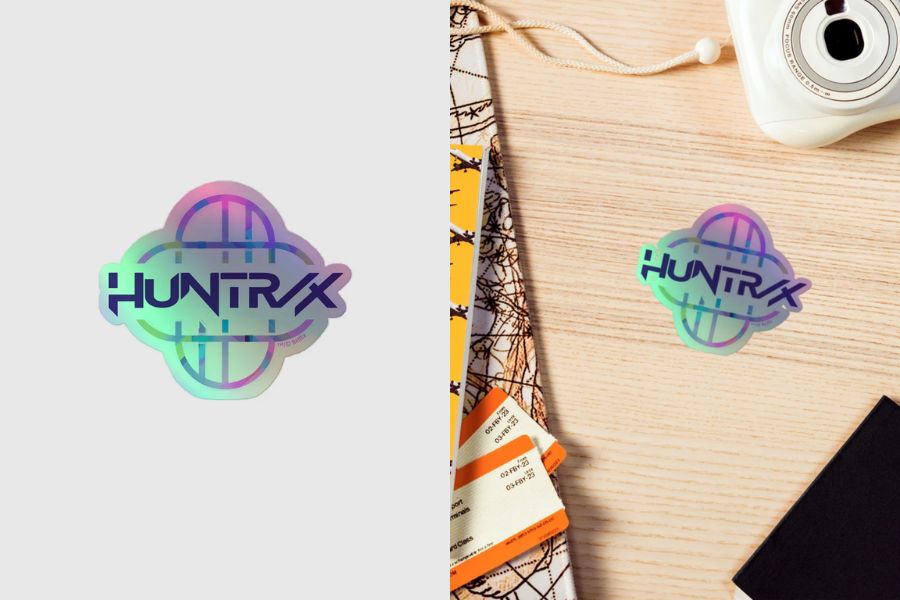 KPop Demon Hunters HUNTRX Logo Holographic Sticker best selling merch 2025 delivered korea