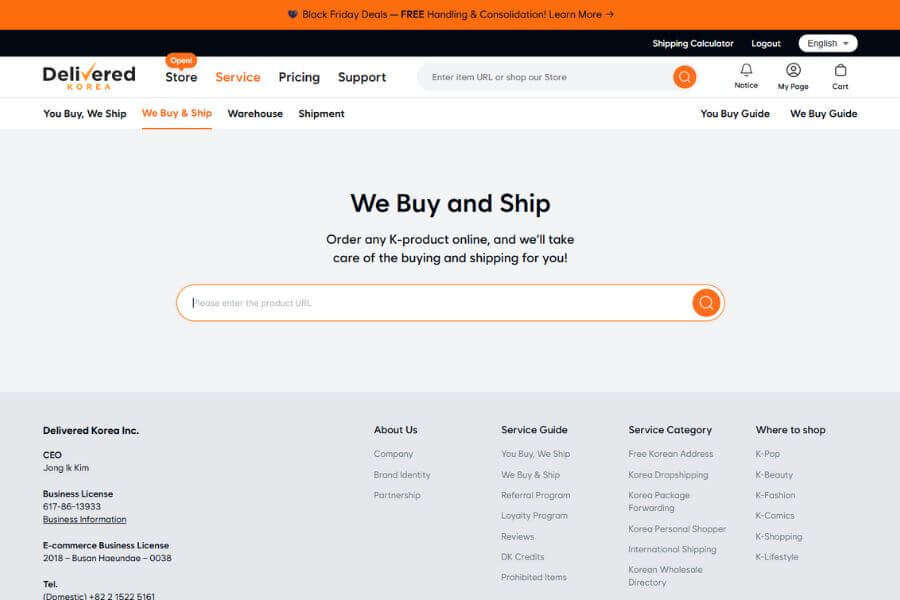 copy and paste product link on our platform we buy and ship delivered korea