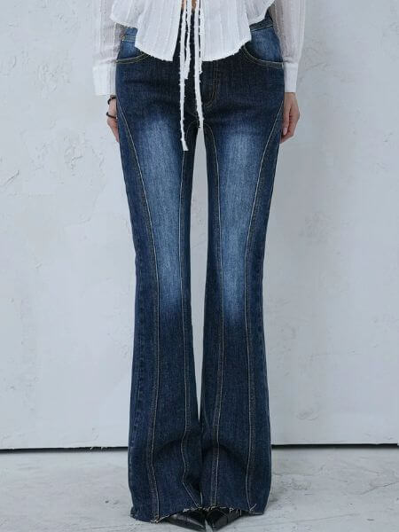 Avandress - Thin Bootscut Pants (Deep Blue)