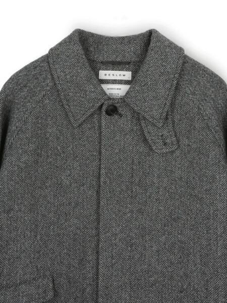 Beslow - Oversized Herringbone Alpaca Balmacaan Coat (Gray Herringbone)