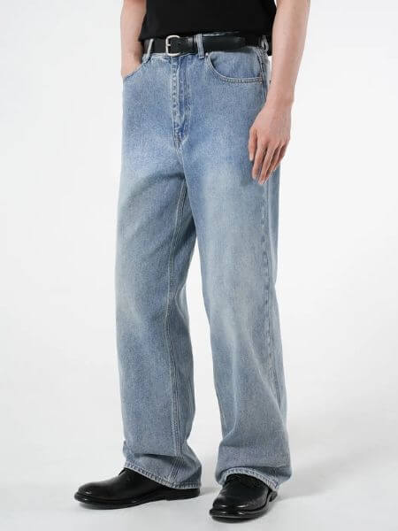 Branded - Extra Wide Denim Pants (Light Blue)