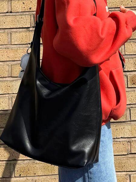 Bymoss - Leather Shoulder & Crossbody Bag Loose Fit (Black)