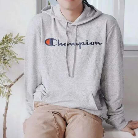 Champion - Big Script Logo Hoodie (Normal Grey)
