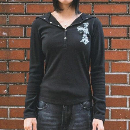 Damish - Warm Cross Cozy Snap Hoodie (Black)