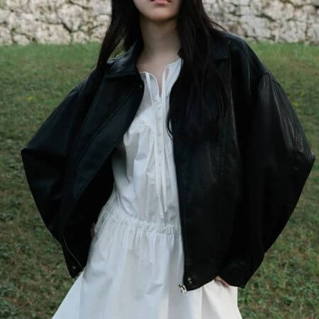 Deheve - Back Logo Leather Jacket (Black)