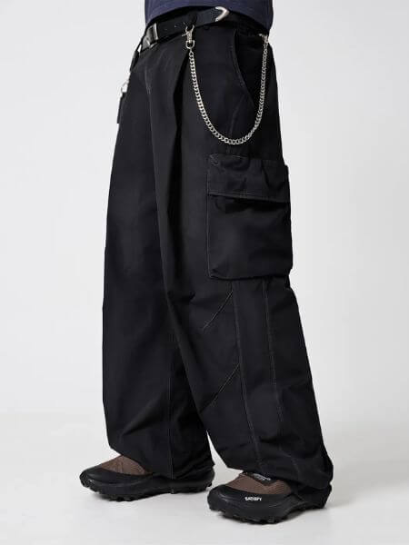 Dimitri Black - [Summer] VLAD Curved Elastic Waist Cargo Pants (Black)