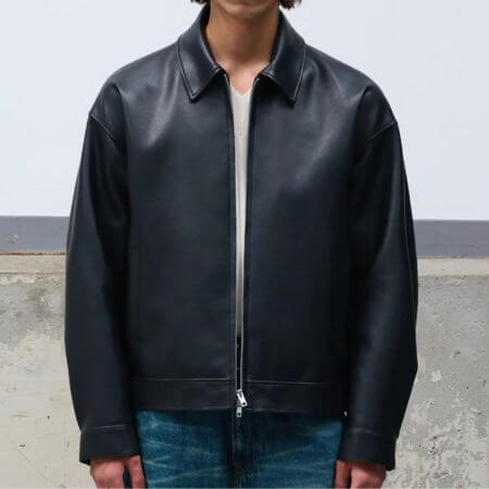 Doffjason - Oversized Vegan Leather Single Jacket
