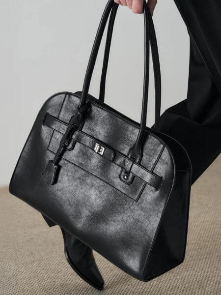 Draw Fit - Monarch Leather Belted Shoulder Bag (Black)