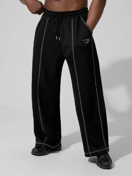 Drix - Overlock Stitch Sweat Wide Pants (Black)