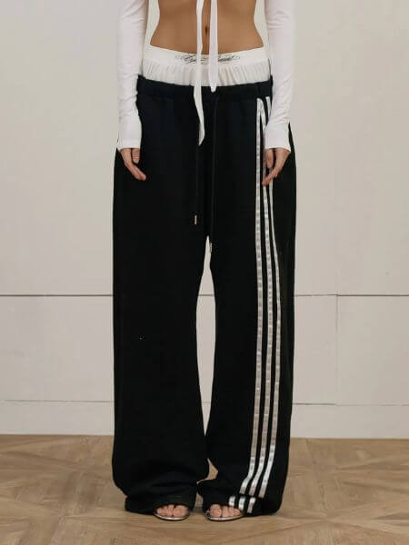 Eyeer - Front Line Sagging Layered Sweatpants (Black)