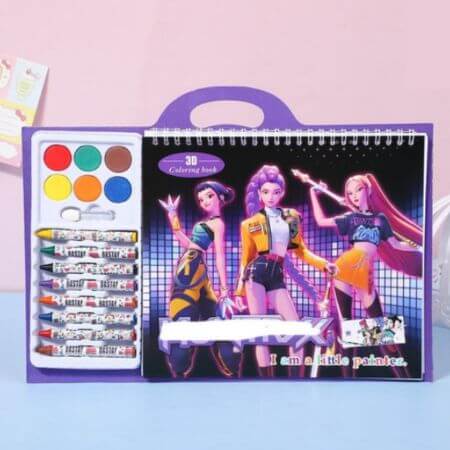 KPop Demon Hunters Coloring Drawing Book & Colored Pencil Set Safe Art