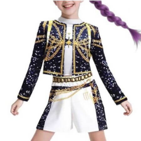 KPop Demon Hunters Costume Kedehun Huntricks Lumi Black (Coat + Short Sleeve + Shorts)