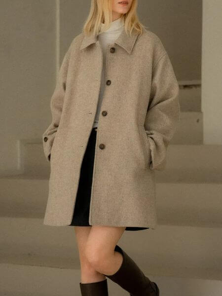 Knownbetter - Wool Blend Half Coat (2 Colors)
