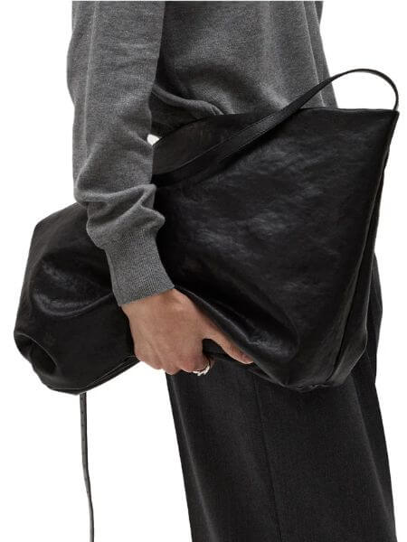 Lmood - Crud Leather Hobo Bag (Black)