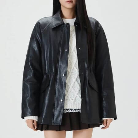 Mixxo - Half Faux Leather Jacket