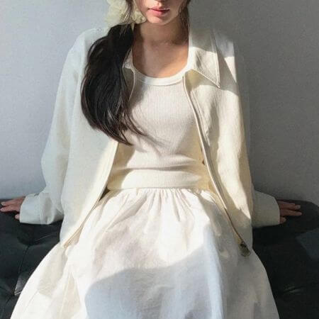 Mood Inside Woman - Light Cotton Crop Blouson Jacket (Ivory)