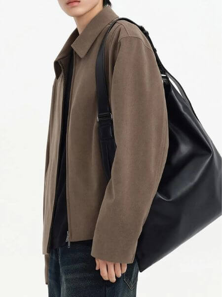 Musinsa Standard - Synthetic Leather Slouch Shoulder Bag (Black)