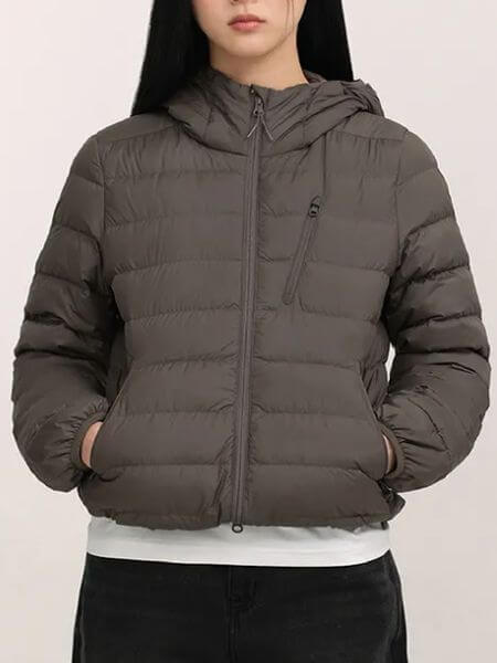 Musinsa Standard Woman - Women's Hooded Light Down Jacket (Mocha Brown)