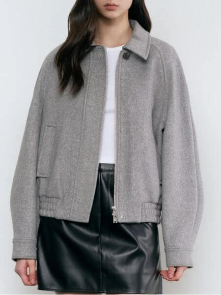 Musinsa Standard Woman - Women's Wool Blend Blouson Jacket (Gray)