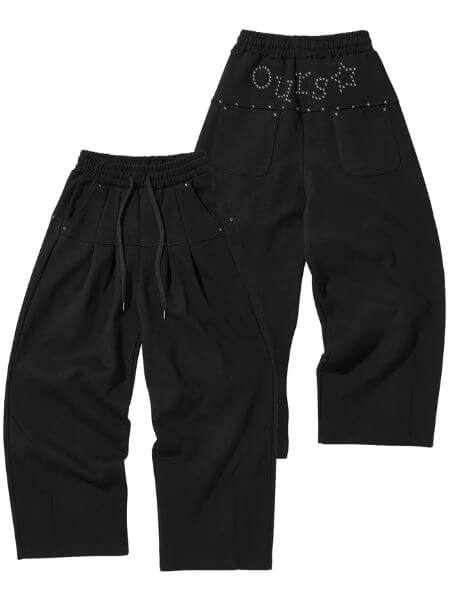 Oursaysour - Dart Studded Pleated Pants (Black)