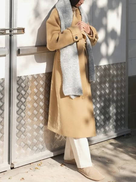 Paul & Alice - Belted Oversized Wool Coat (Beige)