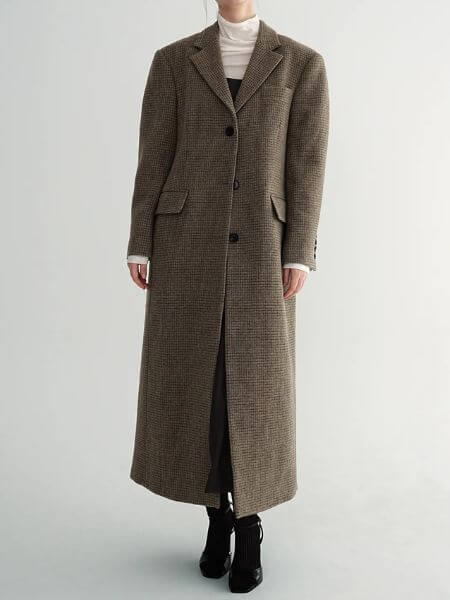 Paul & Alice - Single Maxi Coat (Brown Check)