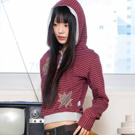 RuNaKi'Hu' - Kohane Striped Hoodie (Red)