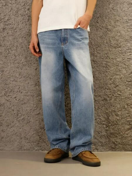 Signature - Front Washed Semi-Wide Fit Denim (Light Indigo)