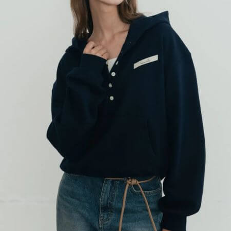 Ssin and Lee - Tailor Cotton Sweat Hoodie (Navy)