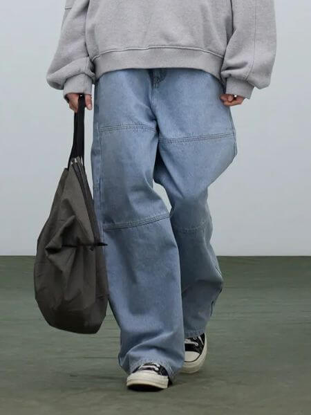 Standarderror - 87-STAN185 Normal Wash Ring Line Wide Denim Pants (Light Indigo)