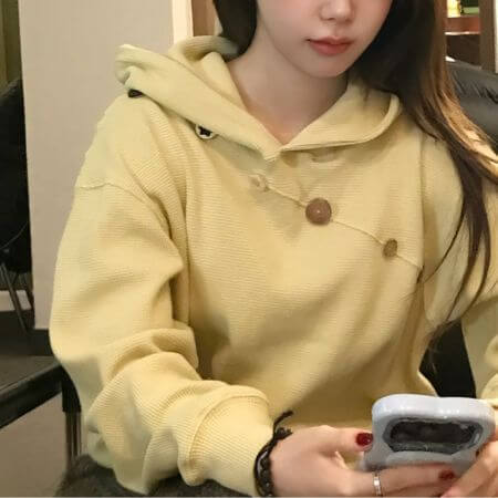 Tansanmagnesium - Odipigi x Sparkling Waffle Button Hoodie (Lemon)