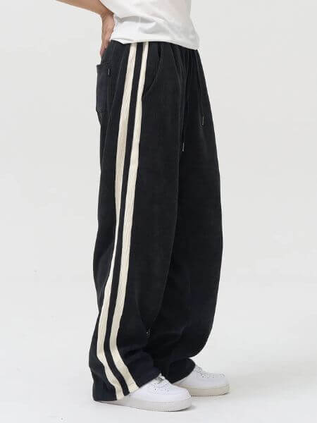Toffee - Double Side Line Track Vertical Pants (Dark Navy)