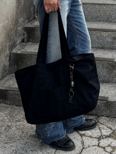 Toffee - Washed Cotton Tote Bag (Black)